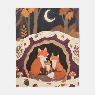 Vosfamilie Herfst Bos Hol Fleece Deken
