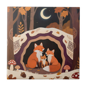 Vosfamilie Herfst Bos Hol Tegeltje