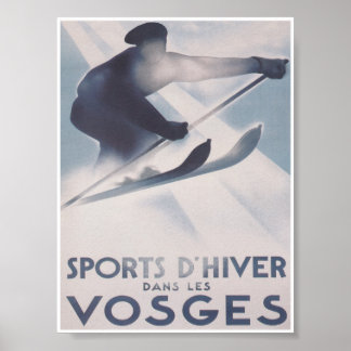 Vosges France Retro  Ski Travel Poster