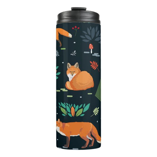 Vossen Bomen Laat Donkere Achtergrond Thermosbeker (Voorkant)