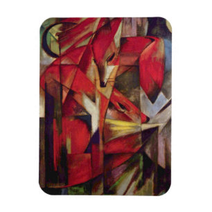Vossen door Franz Marc, Vintage Abstract Cubisme K Magneet