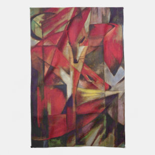 Vossen door Franz Marc, Vintage Abstract Cubisme K Theedoek