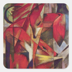 Vossen door Franz Marc, Vintage Abstract Cubisme K Vierkante Sticker
