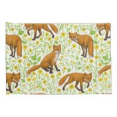 Vossen en boterbloemen op natuurlijk wit kussensloop (Achterkant-Rechts)