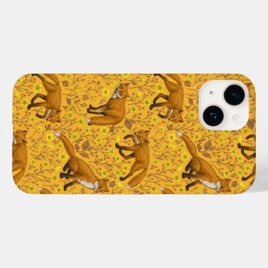 Vossen en boterbloemen op sinaasappel Case-Mate iPhone case (Achterkant (horizontaal))