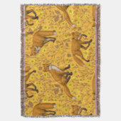 Vossen en boterbloemen op sinaasappel deken (Voorkant Verticaal)