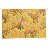 Vossen en boterbloemen op sinaasappel kussensloop (Voorkant-Rechts)