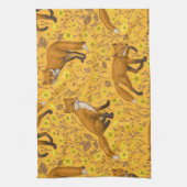 Vossen en boterbloemen op sinaasappel theedoek (Verticaal)