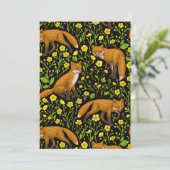 Vossen en boterbloemen op zwart (Staand voorkant)