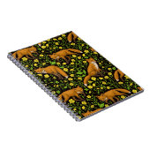 Vossen en boterbloemen op zwart notitieboek (Rechterzijde)