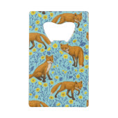 Vossen en boterbloemen op zwembad blauw kredietkaart flessenopener (Voorkant)
