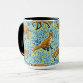 Vossen en boterbloemen op zwembad blauw mok (Voorkant links)