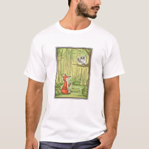 Vossen en kippen in een bos t-shirt