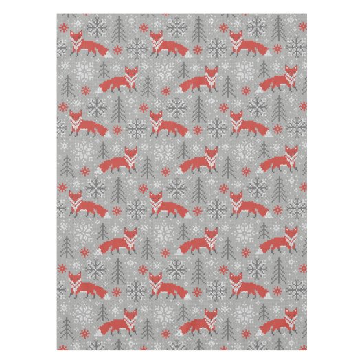 Vossen in het winterbos Scandinavische Kerstmis Tafelkleed (Voorkant)