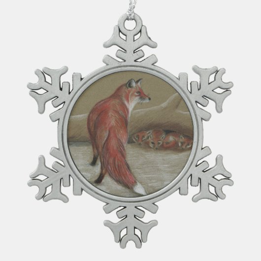 vossen kerst sneeuwvlok ornament (Voorkant)