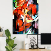 Vossen schilderij van Franz Marc in digitale kleur Poster (Thuiskantoor)