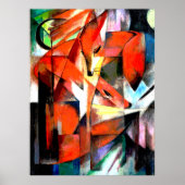 Vossen schilderij van Franz Marc in digitale kleur Poster (Voorkant)