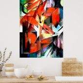 Vossen schilderij van Franz Marc in digitale kleur Poster (Keuken)