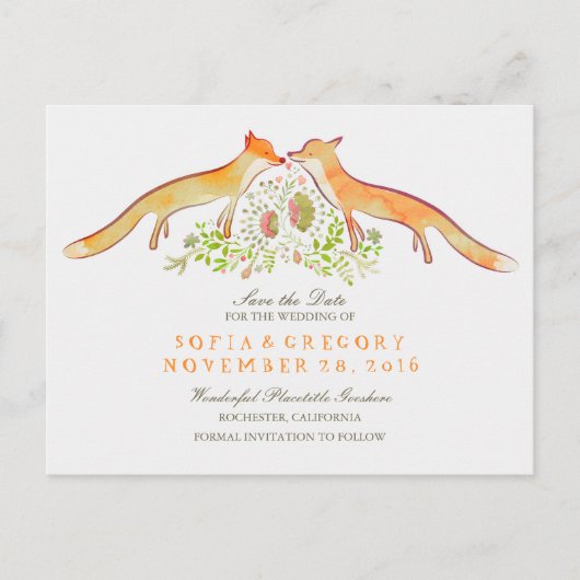 Vossen slaan de datum op aankondigingskaart (Voorkant)