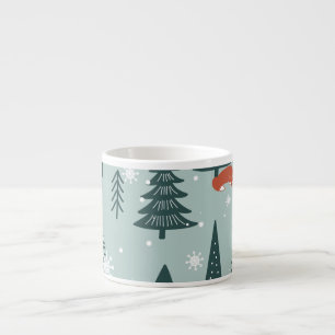Vossen, spar-bomen, winter, kleurrijk patroon espresso kop