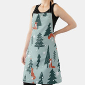 Vossen, spar-bomen, winter, kleurrijk patroon schort (Insitu)