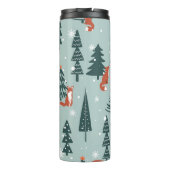 Vossen, spar-bomen, winter, kleurrijk patroon thermosbeker (Achterkant)