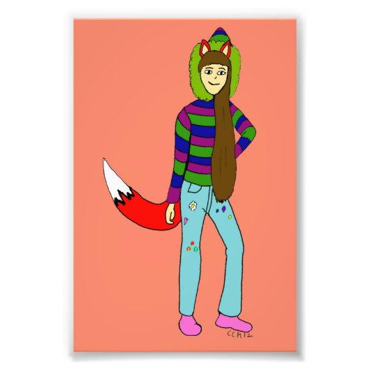 vossenmeisje foto afdruk (Voorkant)