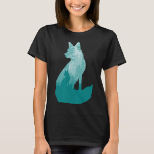 Vossensilhouet in de jacht op dieren in het bos t-shirt
