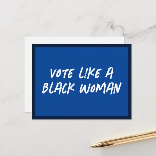 Vote Blue 2024 Comme Une Carte Postale De Femme No (Devant/Arrière en situation)
