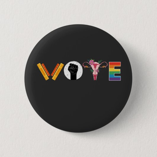 VOTE Books Uterus LGBT Support Ronde Button 5,7 Cm (Voorkant)