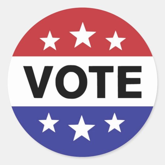 Vote Button 6 Stars Ronde Sticker (Voorkant)