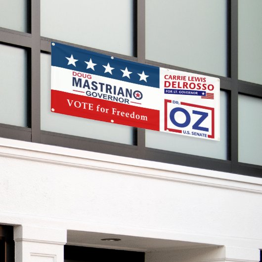 Vote for Freedom with Mastriano, DelRosso & Dr. OZ Spandoek (Buitenkant Gebouw)