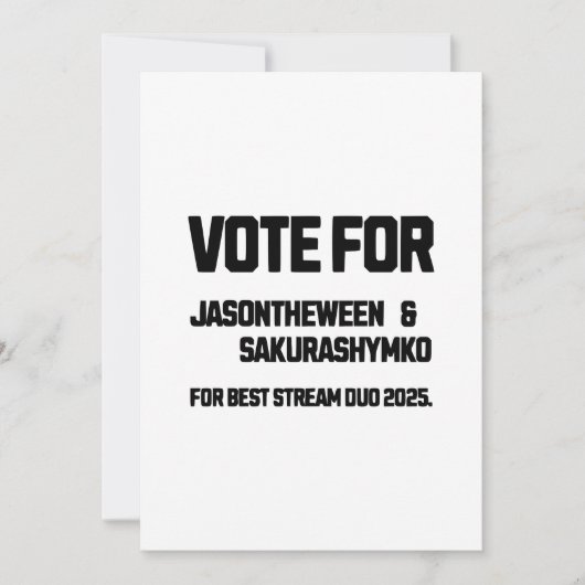Vote for Jason and Sakura Bedankkaart (Voorkant)