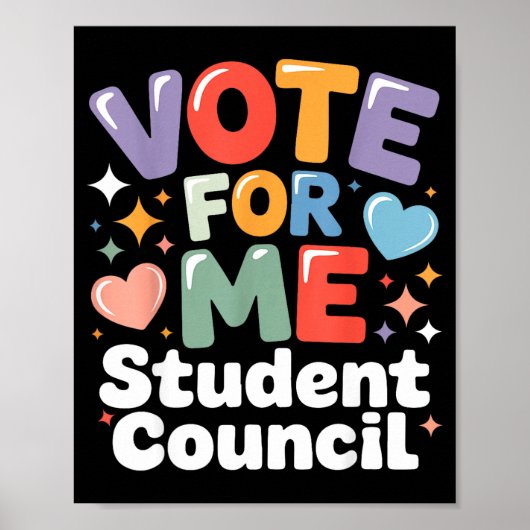 Vote For Me Student Council Vibes School Election Poster (Voorkant)