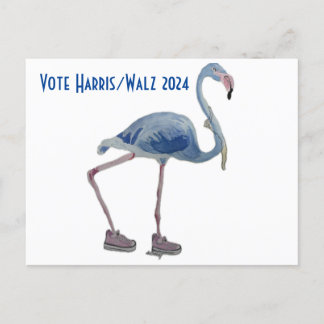Vote Harris/Walz Carte Postale Blue FLAmingo avec