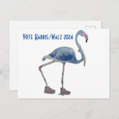 Vote Harris/Walz Carte Postale Blue FLAmingo avec (Devant / Derrière)