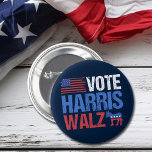Vote Harris Walz Democrat Donkey American Flag<br><div class="desc">Bouton Vote Harris Walz avec le drapeau américain et l'âne démocrate en rouge,  blanc et bleu. Kamala Harris et Tim Walz pour le poste de président et vice-président en tant que candidats du parti démocratique dans ce dessein cool et patriotique pour l'élection de 2024.</div>