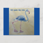 Vote Harris/Walz Flamant rose bleu avec carte post (Devant)