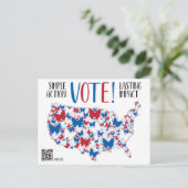 Vote! Lasting Impact, Red White Blue Butterflies  Briefkaart (Staand voorkant)