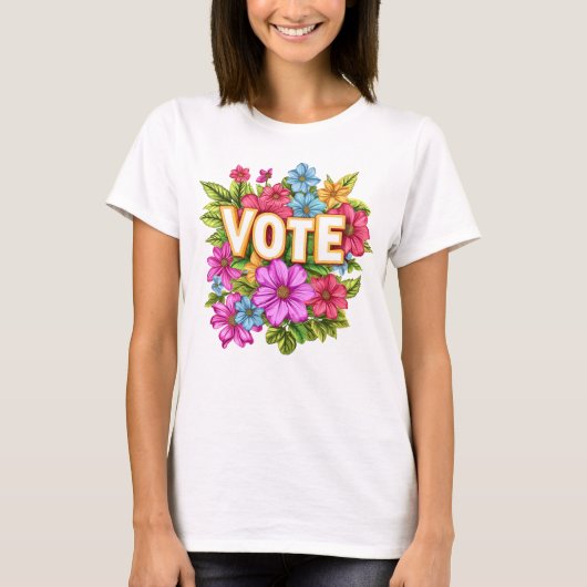 VOTE T-shirt Floral Jaune (Devant)
