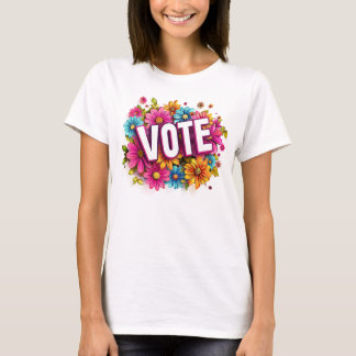 VOTE T-shirt rose fleuri