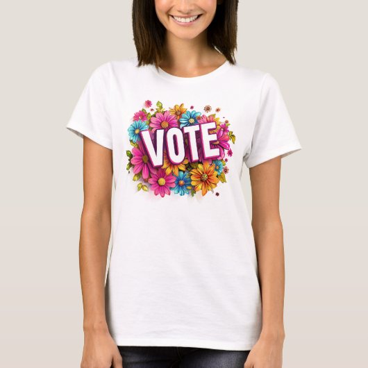 VOTE T-shirt rose fleuri (Devant)