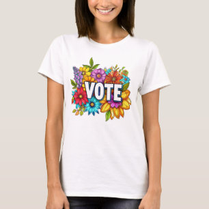 VOTE T-shirt rose fleuri