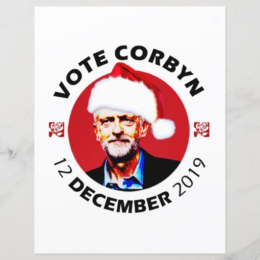 Vote Travail Jeremy Corbyn Feuille papier Double f (Dos)
