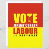 Vote Travail Jeremy Corbyn Feuille papier Double f (Devant / Derrière)