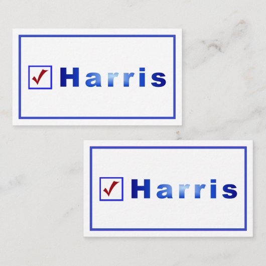 Votez Harris, Red Check, Blue Carré Box Bus. Carte (Devant / Derrière)
