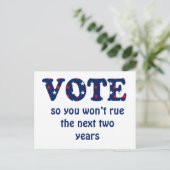 Votez ou regrettez la carte postale de l'élection (Debout devant)