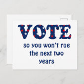 Votez ou regrettez la carte postale de l'élection (Devant / Derrière)