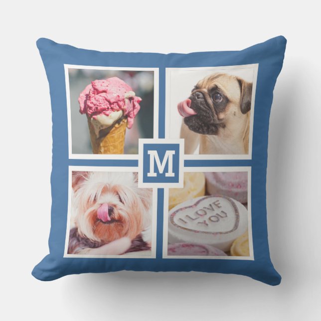VOTRE 8 PHOTOS & MONOGRAM lancer oreiller (Recto)