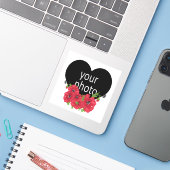 Votre autocollant photo, votre photo, fleurs, vaca (Ordinateur portable avec iPhone)